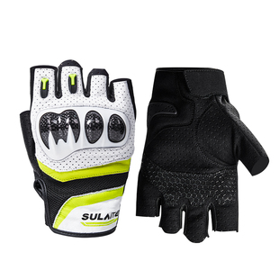 速莱特摩托车骑行手套碳纤维防护半指手套男女夏季透气摩托车手套