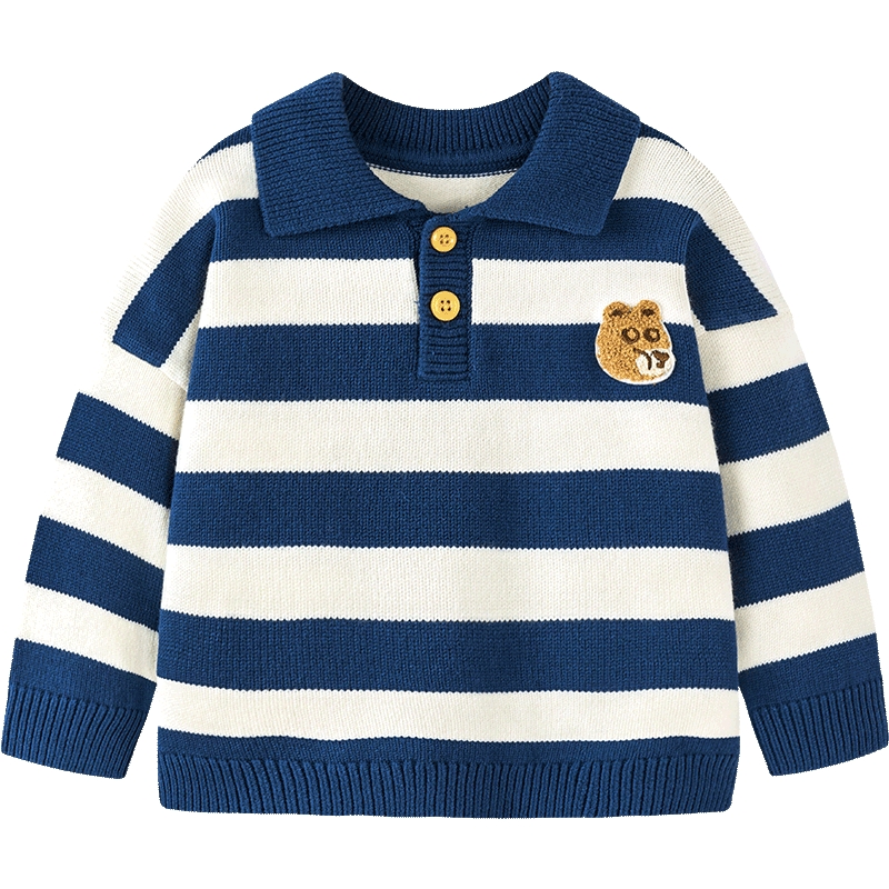 迷你巴拉巴拉男童女童上衣针织衫宝宝春秋撞色毛衫翻领毛衣儿童