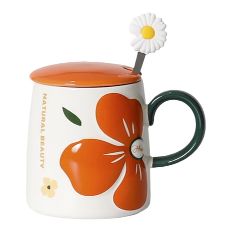 YOURSMILINGFACE花朵水杯带盖