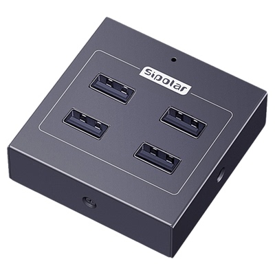 西普莱4口USB3.2高速扩展集线器A-4U32M2/M3笔记本台式机电脑扩展必备支持12至24V输入供电适用各种工业场景