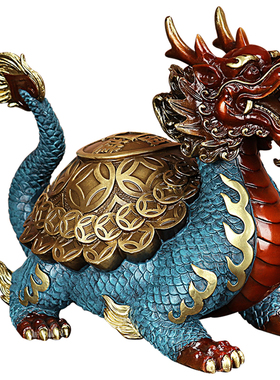 财富龙龟黄铜招财金钱龙头龟摆件
