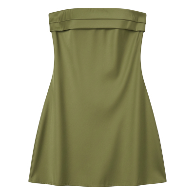 Pure white sleeveless backless dress纯色抹胸无袖露背连衣裙女