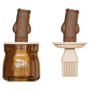 油刷油瓶一体玻璃耐高温硅胶食品级厨房烙饼烘焙烧烤不掉毛油壶刷