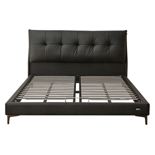 全友家居现代简约牛皮软床家用卧室护脊床垫头层牛皮软床家具套装