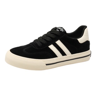 2026新款美式复古德训鞋男士翻毛皮撞色条纹生胶底板鞋 ins 潮鞋