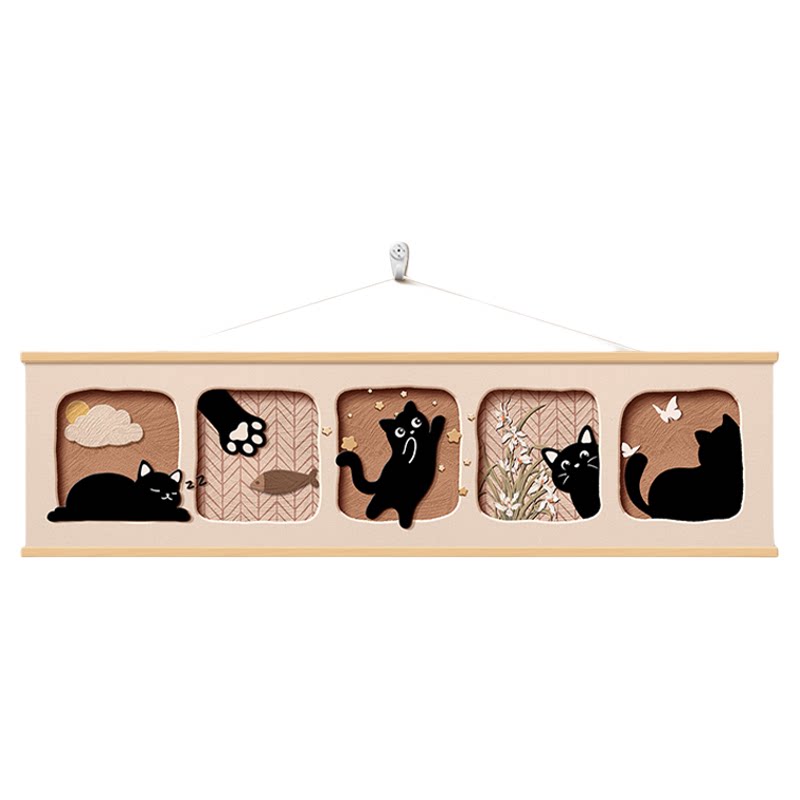 中古风卧室床头画复古猫咪装饰画