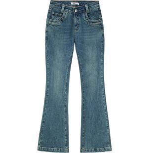 【单宁回潮】LINC金羽杰新款中高腰弹力微喇牛仔裤女S241JE143Y