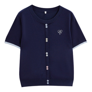 IEF/爱依服【微胖】大码女装套头毛针织衫2026夏新款短袖打底上衣