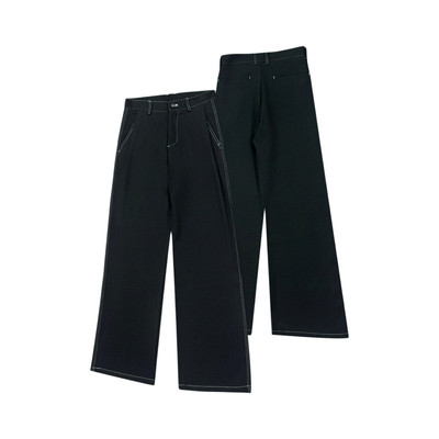 mountain tree立体裁剪明线撞色位A字型宽松垂感通勤西裤休闲裤