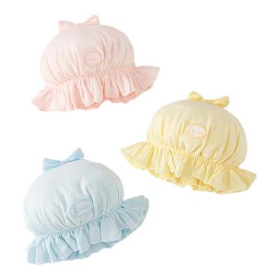 童泰婴儿帽子夏季莫代尔棉新生儿胎帽初生宝宝提花护囟门帽花边帽