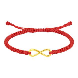 周六福珠宝黄金编织手绳足金定价新款符号手链圣诞情侣礼物送爱人