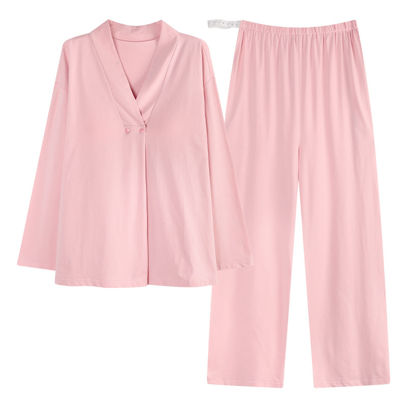 纯棉哺乳月子服带胸垫睡衣套装