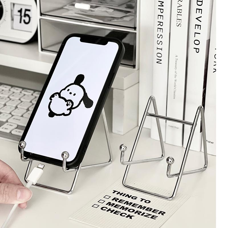 复古手机支架平板支架桌面简约艺术摆件金属银铁艺架子手机架画架