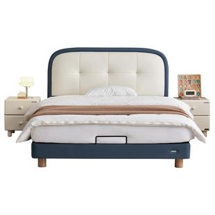 全友家居简约儿童皮床男孩卧室加粗实木脚1米5床儿童房1米2软包床