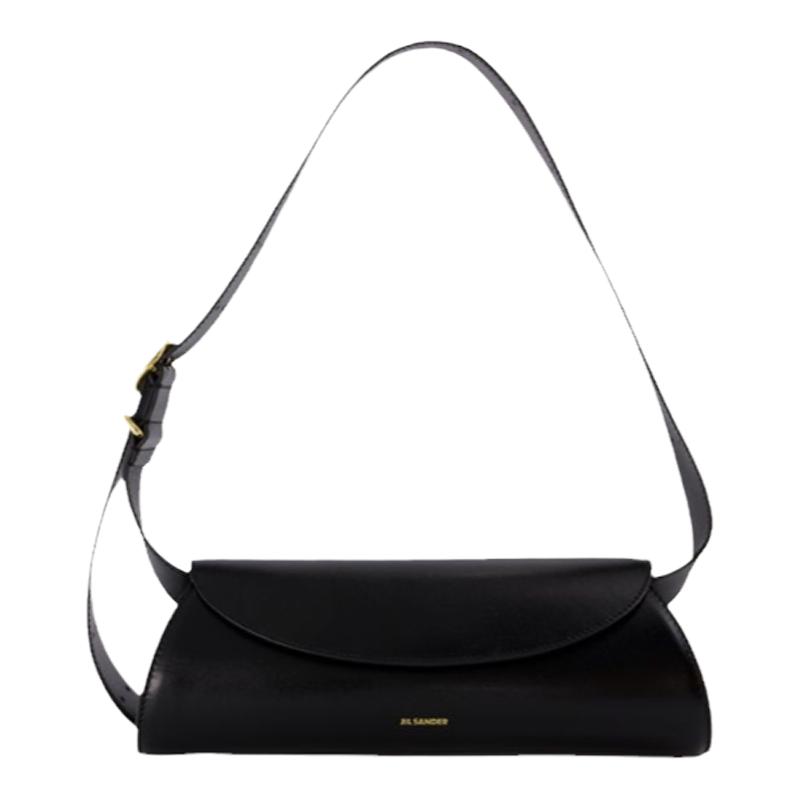 Jil Sander Cannolo黑色皮质手提腋下包