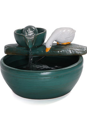 陶瓷自动循环流水器名宿家居客厅柜台桌面招财装饰品景观乔迁摆件