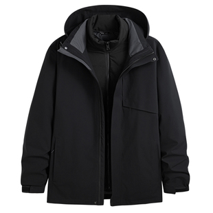 羽绒服冲锋衣男士加肥大码户外登山防风保暖外套肥佬冬装羽绒夹克