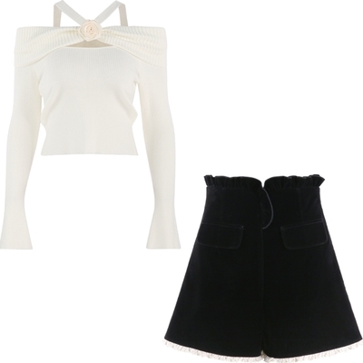 一字肩挂脖设计感针织衫