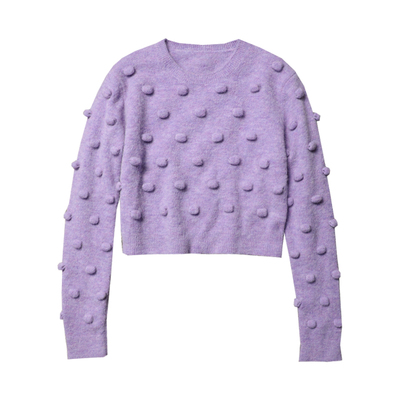 TANG TOWN 自制 手工毛球巧趣丰富造型 阿尔巴卡羊毛针织衫/毛衣