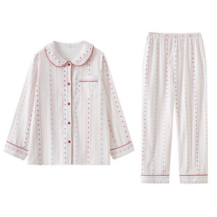 八月格桑少女可爱娃娃领全棉睡衣女款春秋冬季纯棉套装家居服