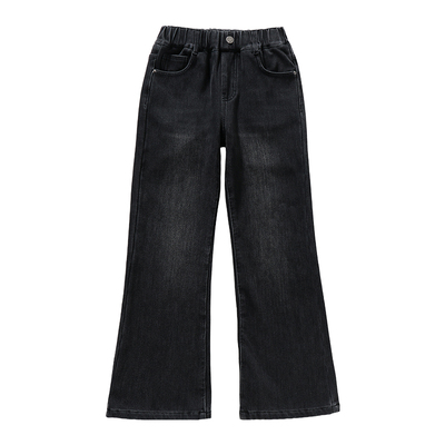 女童加绒裤子冬一体绒牛仔喇叭裤