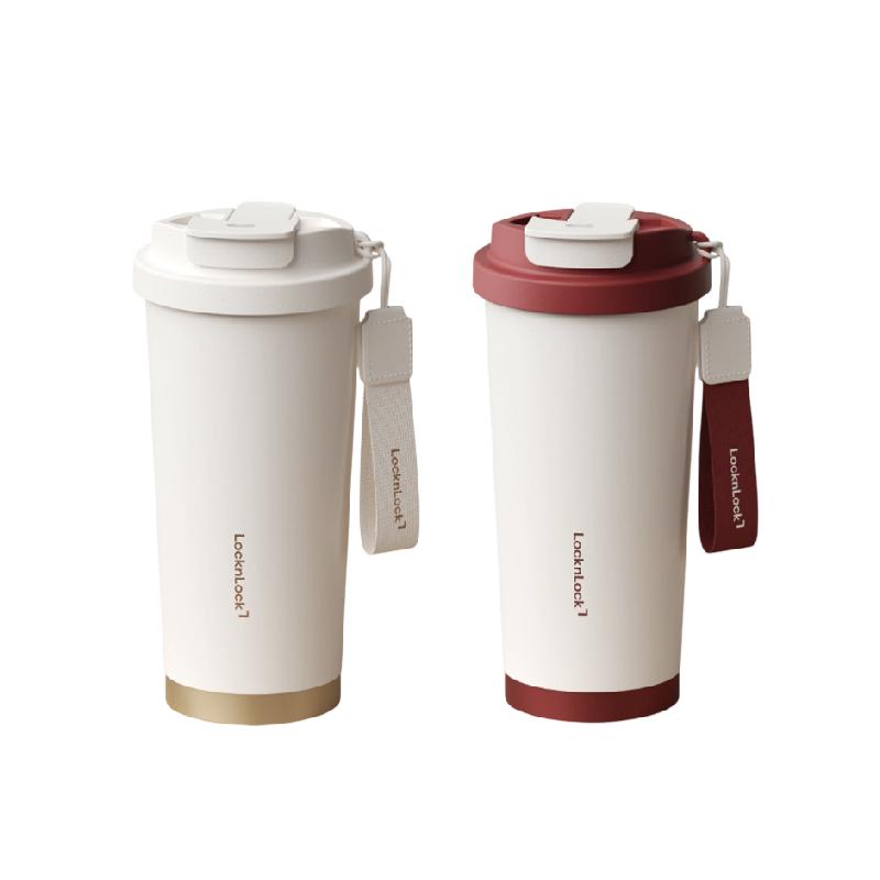 乐扣乐扣保温杯陶瓷内胆咖啡杯女高颜值随行吸管水杯子2025新款