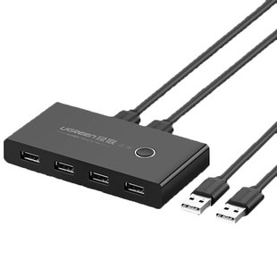 绿联USB集线器单键切换2进4出两台电脑共享键盘鼠标U盘硬盘4口HUB