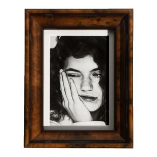 明星签名照收藏级复古实木相框画框无反光玻璃装裱摆台挂墙定制