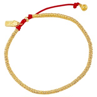 百泰首饰盘缠足金999黄金手链开运上上签吊饰红绳编织手串手环女