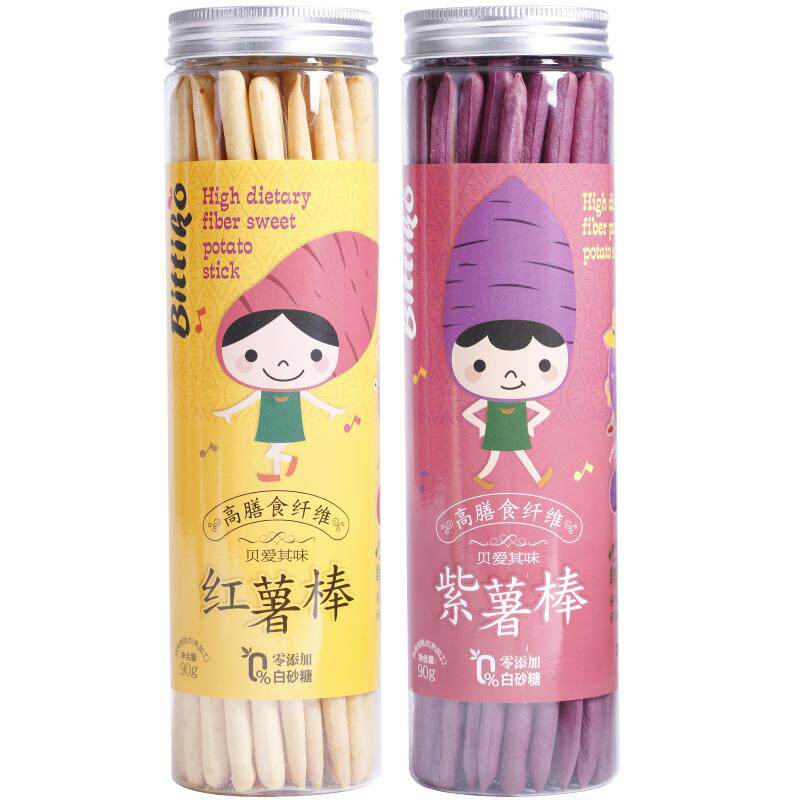 贝爱其味脆棒高膳食纤维紫薯棒红薯棒90g儿童饼干 丽家宝贝