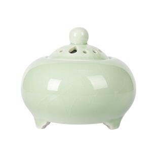 青瓷绿冰裂香薰炉陶瓷定时调温三足插电式家居家用室内助眠品香炉