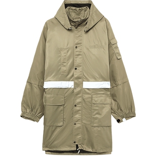 IT ROKH女装中长款连帽外套新款潮流质感宽松帅气薄大衣8CA238XL