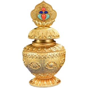 王师兄慧宝宝瓶黄财神宝瓶摆件藏式纯黄铜摩尼宝瓶壶藏传密宗供奉
