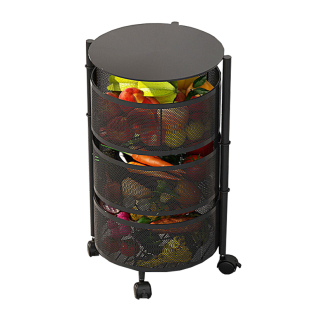 厨房蔬菜置物架圆形落地式多层菜篮子可旋转收纳架杂物水果架用品