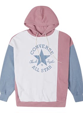 Converse匡威正品新款女子拼色休闲连帽针织运动套头卫衣10022963