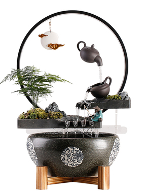 悬壶流水生财摆件桌面加湿装饰品