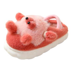 宝宝棉拖鞋男冬季防滑中小童可爱卡通室内儿童棉拖鞋女包跟1-3岁2