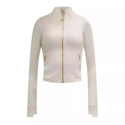 露露乐蒙金拉链立领修身夹克女