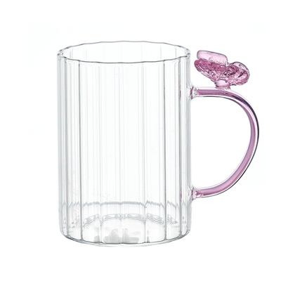 女士高颜值蝴蝶结玻璃杯带把手