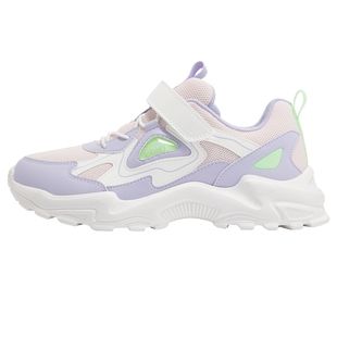 特步女童鞋2026秋冬新款儿童运动鞋中大童革面保暖魔术贴跑步鞋子