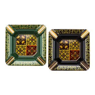 Lubinski鲁宾斯基雪茄烟灰缸 陶瓷彩绘四槽缸