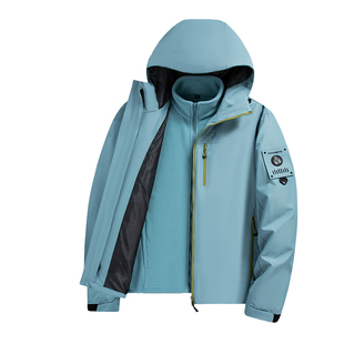 啄木鸟三合一冲锋衣男士多口袋夹克外套春季潮流百搭登山保暖上衣