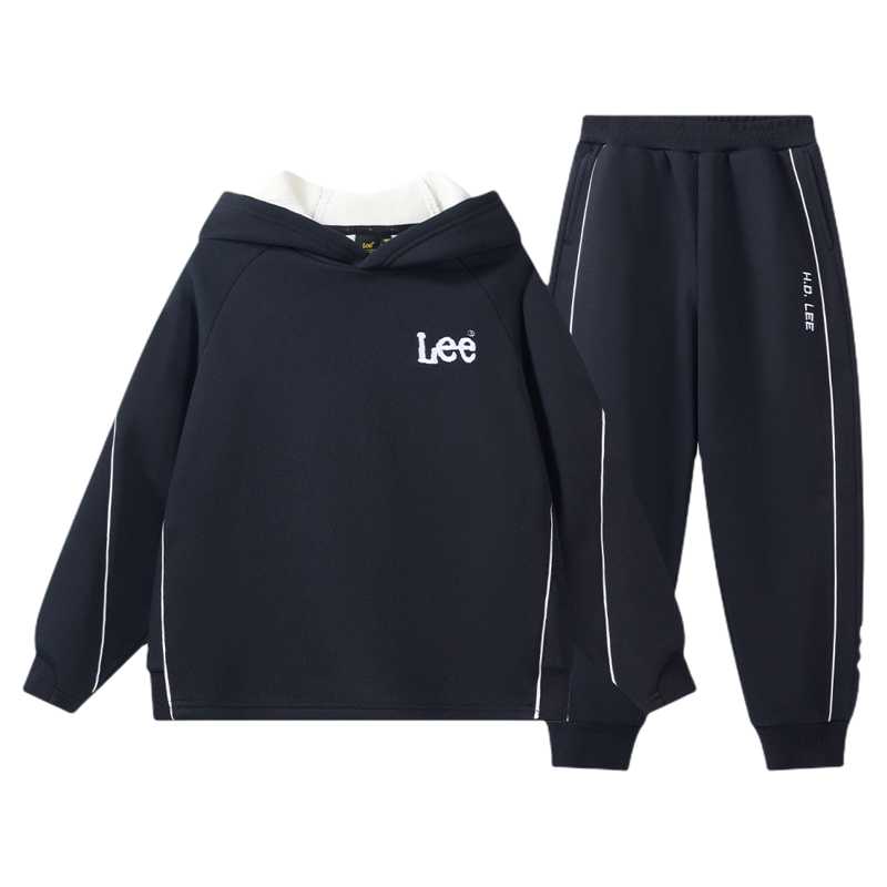 Leekids加绒连帽卫衣两件套