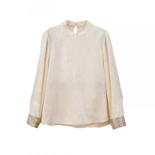 布符新中式「杏色交织罗拼宋锦上衣」2026年春季新品长袖旗袍上衣