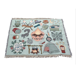 卡通美式装饰挂毯户外多功能个性盖毯帐篷房车睡毯沙发毯露营床毯