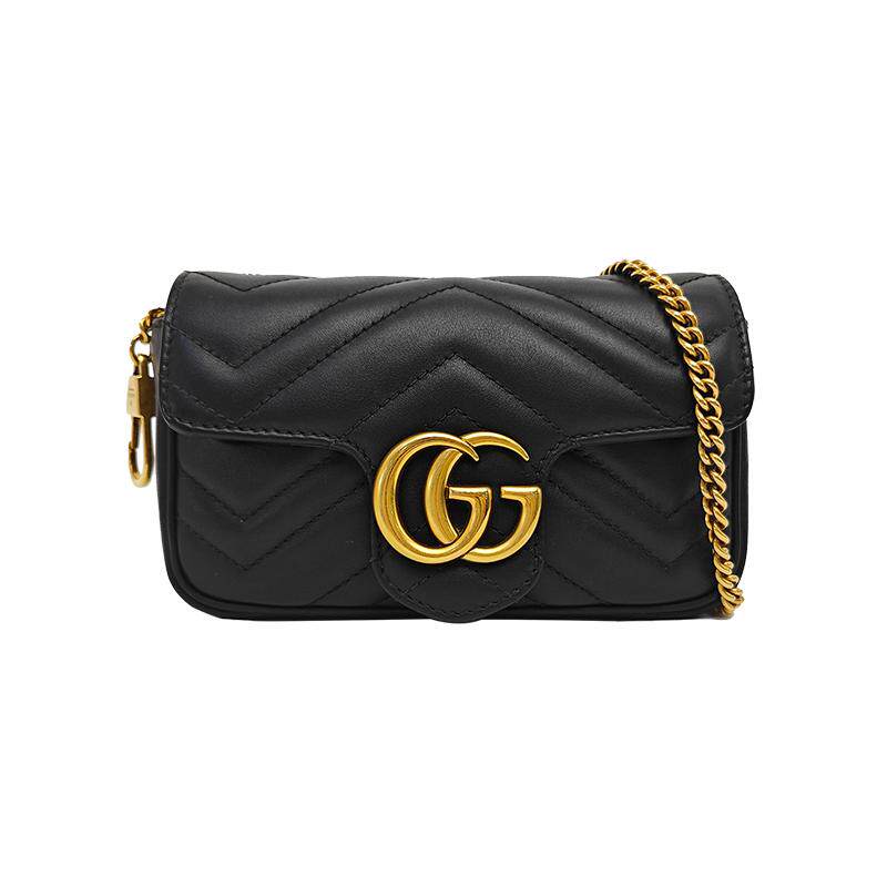 【自营】Gucci/古驰中古98新GUCCI黑色牛皮马蒙mini/GG Marmont