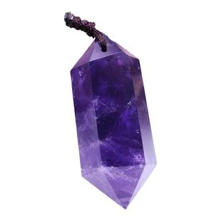 如鸿天然紫水晶吊坠水晶柱挂件灵摆项链六棱柱原石男女礼品