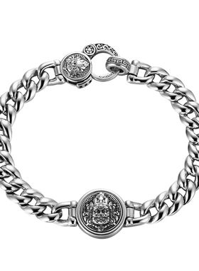 黄财神转动手链纯银古巴唐草纹