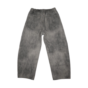 脏脏裤 复古美式扎染水洗拼接做旧直筒牛仔裤 痞帅宽松街头阔腿裤