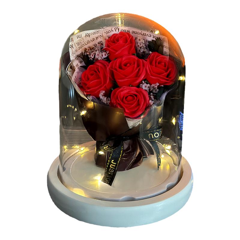 生日禮物玻璃罩香皂花干花七夕情人節(jié)畢業(yè)季送男女朋友高級感擺件
